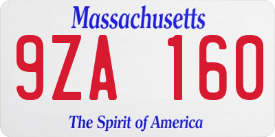 MA license plate 9ZA160