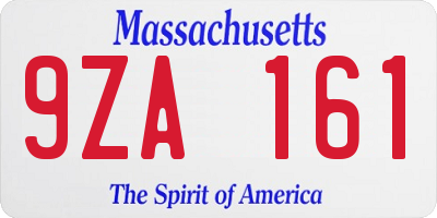 MA license plate 9ZA161