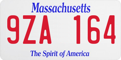 MA license plate 9ZA164
