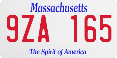 MA license plate 9ZA165