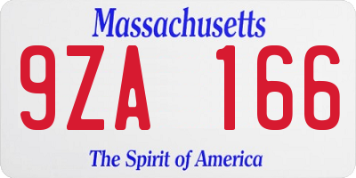 MA license plate 9ZA166