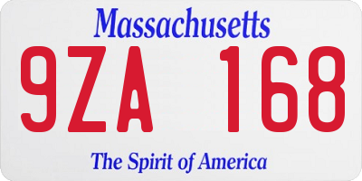 MA license plate 9ZA168