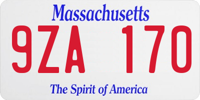 MA license plate 9ZA170