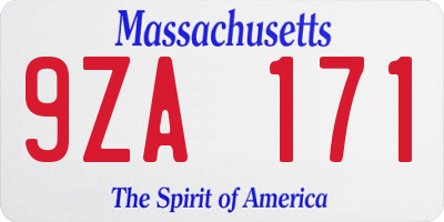 MA license plate 9ZA171