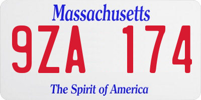 MA license plate 9ZA174