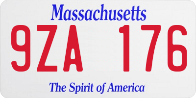 MA license plate 9ZA176