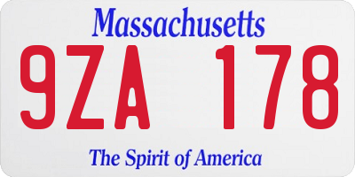 MA license plate 9ZA178