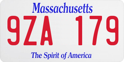MA license plate 9ZA179