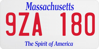 MA license plate 9ZA180