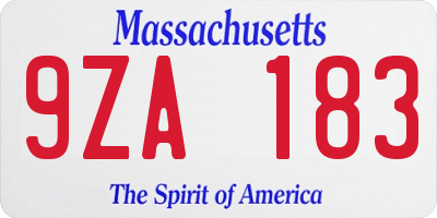 MA license plate 9ZA183