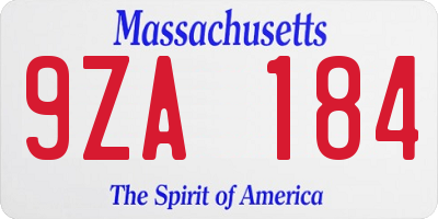 MA license plate 9ZA184
