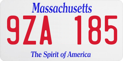 MA license plate 9ZA185