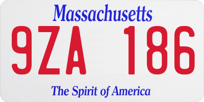 MA license plate 9ZA186