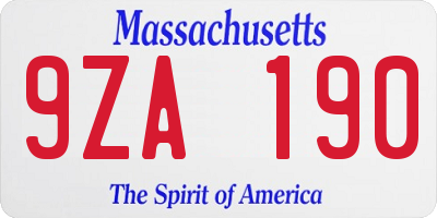 MA license plate 9ZA190