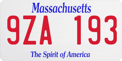 MA license plate 9ZA193