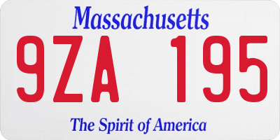 MA license plate 9ZA195