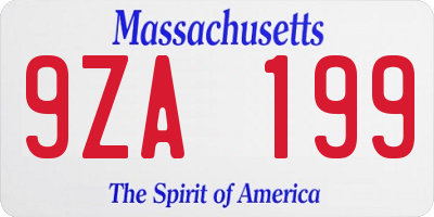 MA license plate 9ZA199