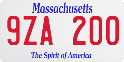 MA license plate 9ZA200