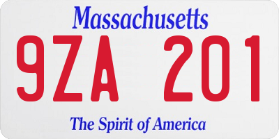 MA license plate 9ZA201