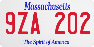 MA license plate 9ZA202