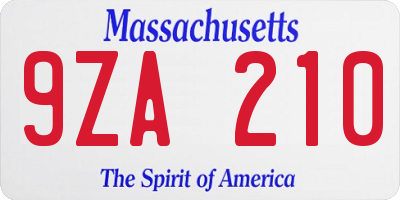 MA license plate 9ZA210