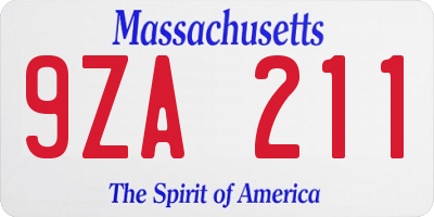 MA license plate 9ZA211