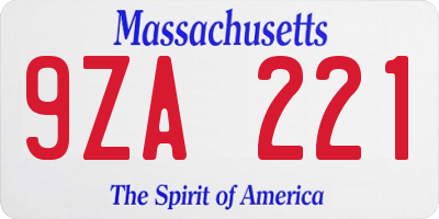 MA license plate 9ZA221
