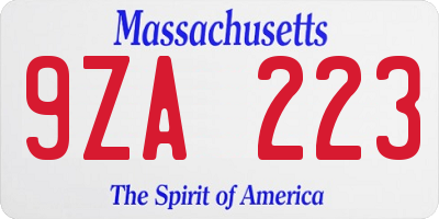 MA license plate 9ZA223