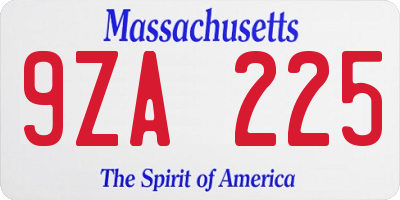 MA license plate 9ZA225
