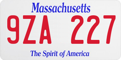 MA license plate 9ZA227