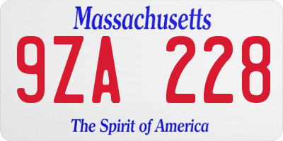 MA license plate 9ZA228