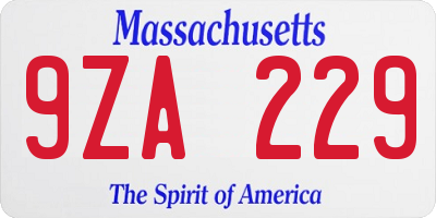 MA license plate 9ZA229