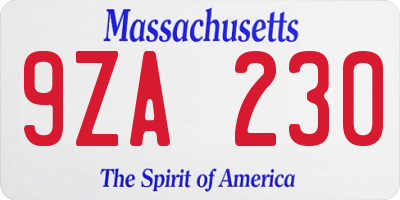 MA license plate 9ZA230
