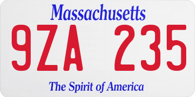 MA license plate 9ZA235