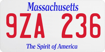 MA license plate 9ZA236