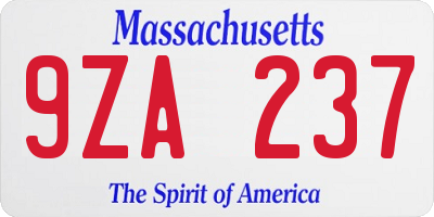 MA license plate 9ZA237