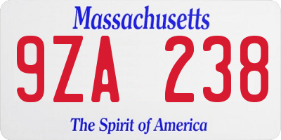 MA license plate 9ZA238
