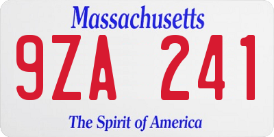 MA license plate 9ZA241