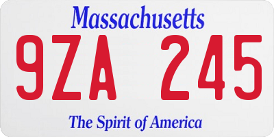 MA license plate 9ZA245