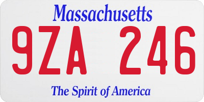 MA license plate 9ZA246