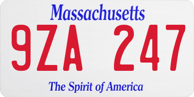 MA license plate 9ZA247