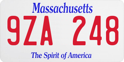 MA license plate 9ZA248