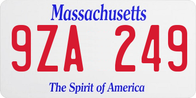 MA license plate 9ZA249