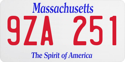 MA license plate 9ZA251