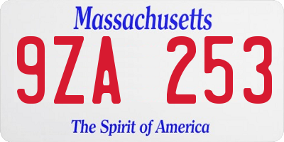 MA license plate 9ZA253
