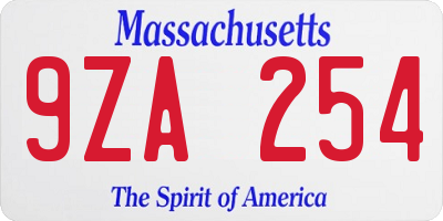 MA license plate 9ZA254