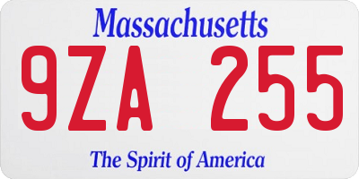 MA license plate 9ZA255