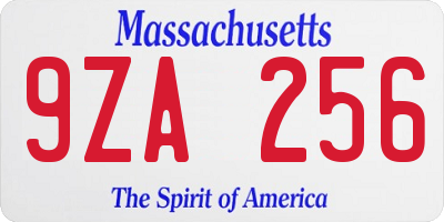 MA license plate 9ZA256