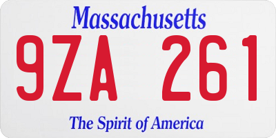 MA license plate 9ZA261