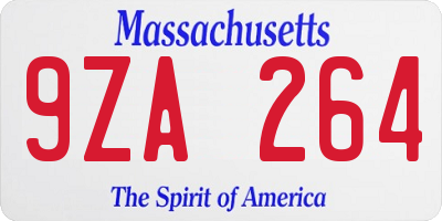 MA license plate 9ZA264